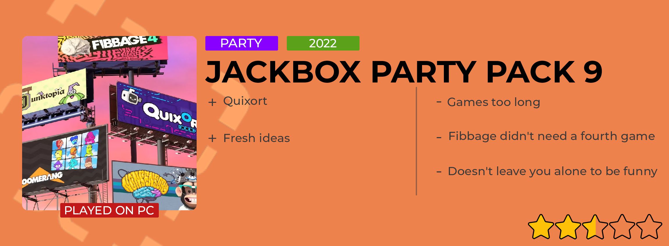 Jackbox Party Pack 9 Review Card