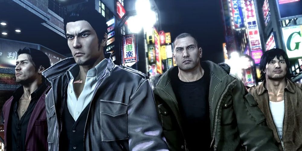 Kiryu and other protagonists in Yakuza 5.