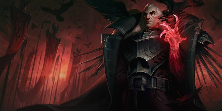 Swain's splash art in League of Legends.