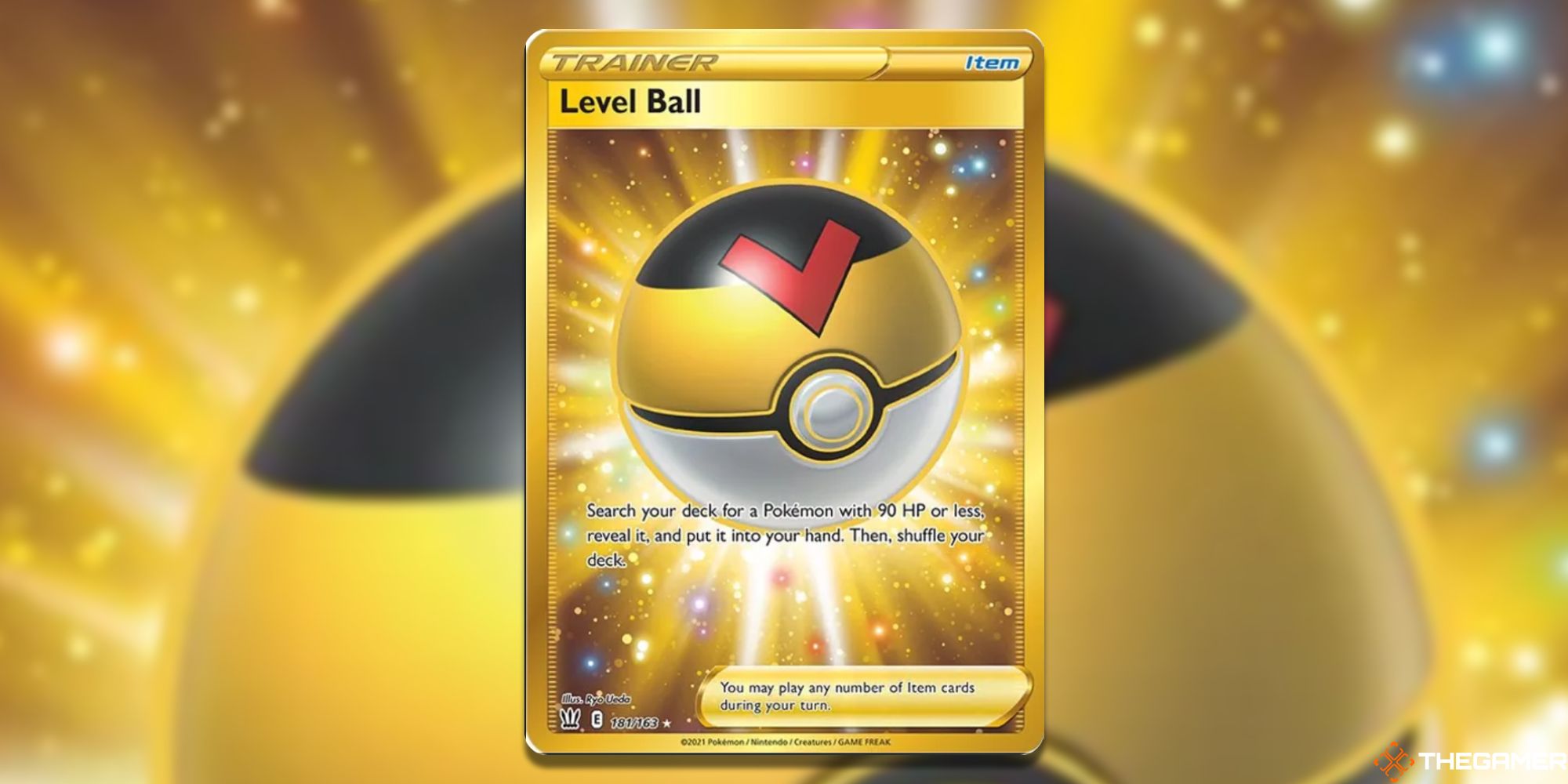 Pokemon TCG: Level Ball (Secret) from Battle Styles, with blurry background