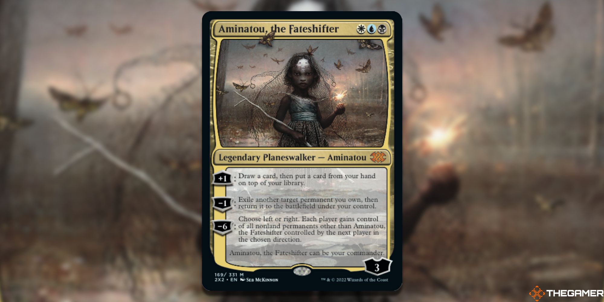 Image of the Aminatou the Fateshifter card in Magic: The Gathering, with art by Seb McKinnon