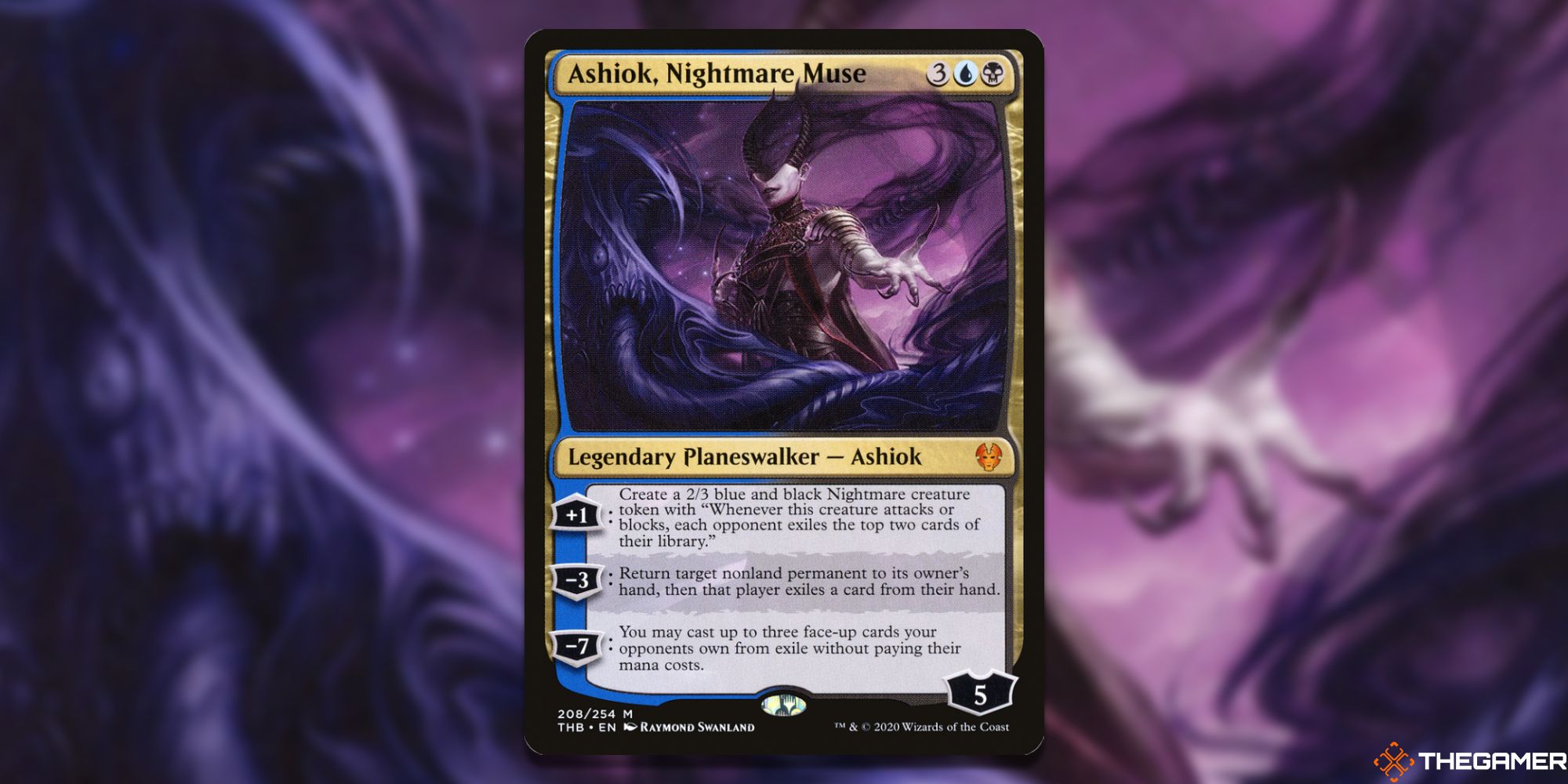 Image of the Ashiok Nightmare Muse card in Magic: The Gathering, with art by Raymond Swanland