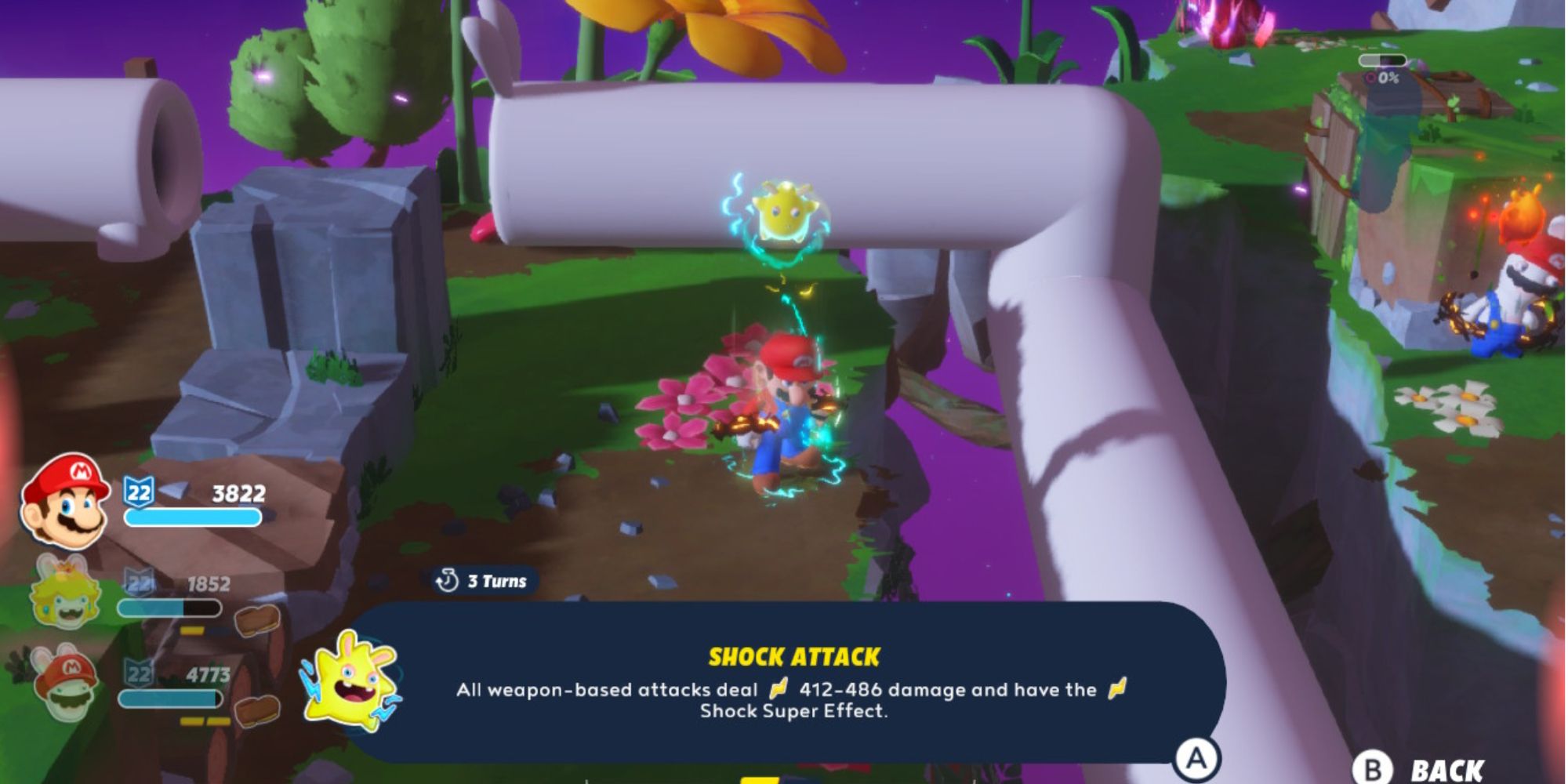 Mario Rabbids Sparks of Hope Mario Using Spark Shock Attack