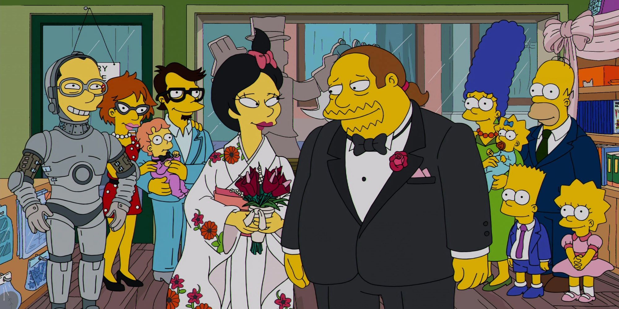 Married_to_the_Blob_The_Simpsons Comic Book Guy and Kumiko getting married