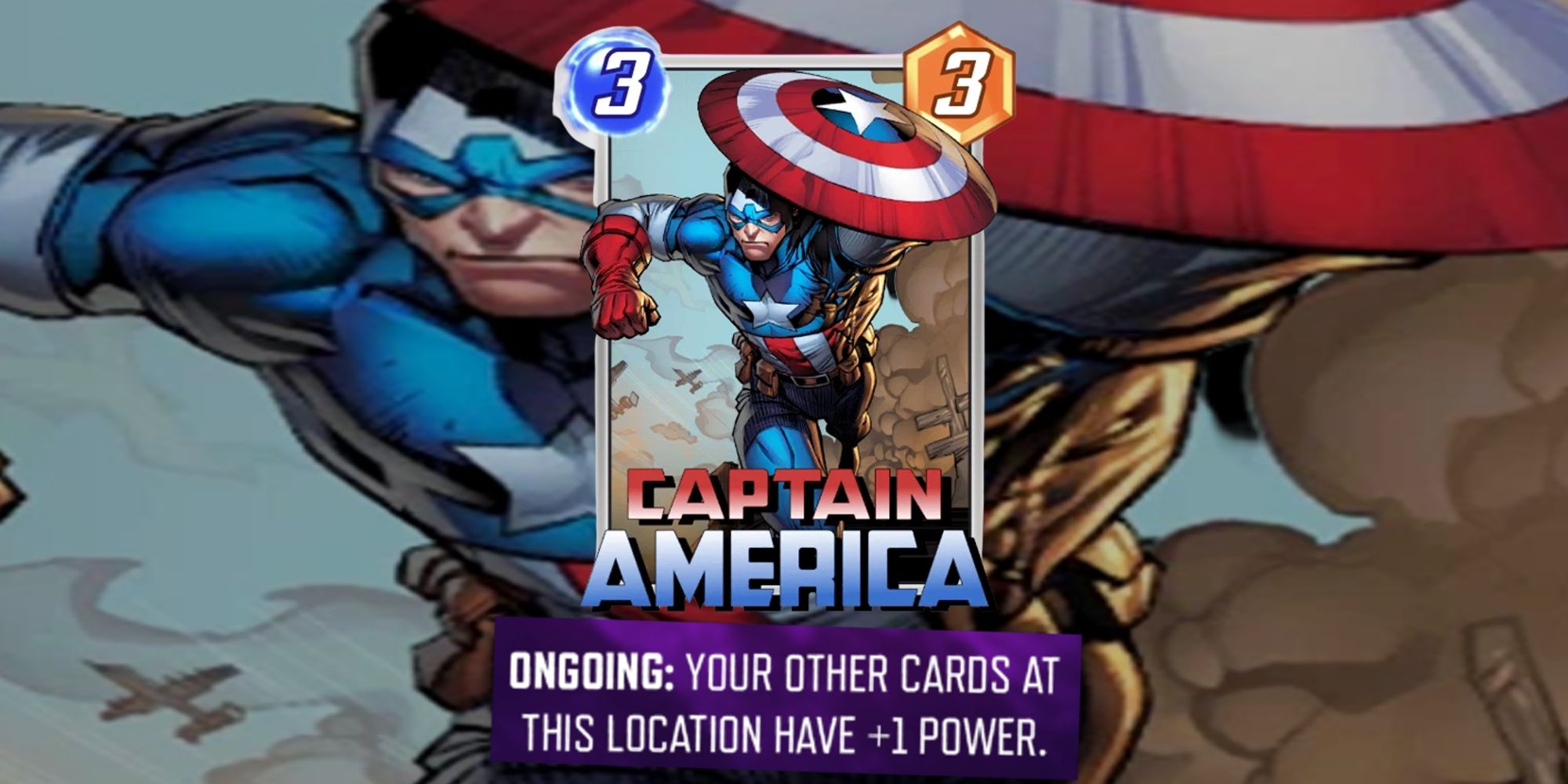 Marvel Snap - Captain America card on a blurred background