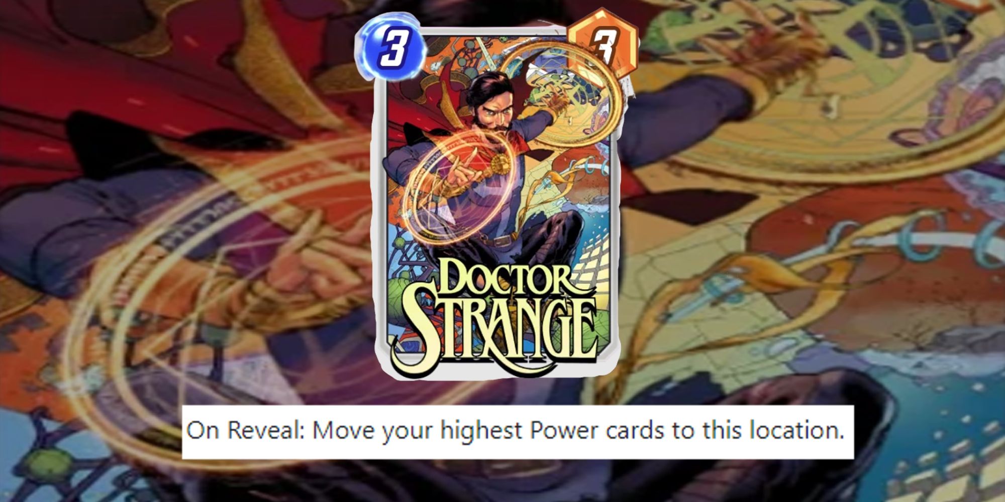 Marvel Snap - Doctor Strange card on a blurred background
