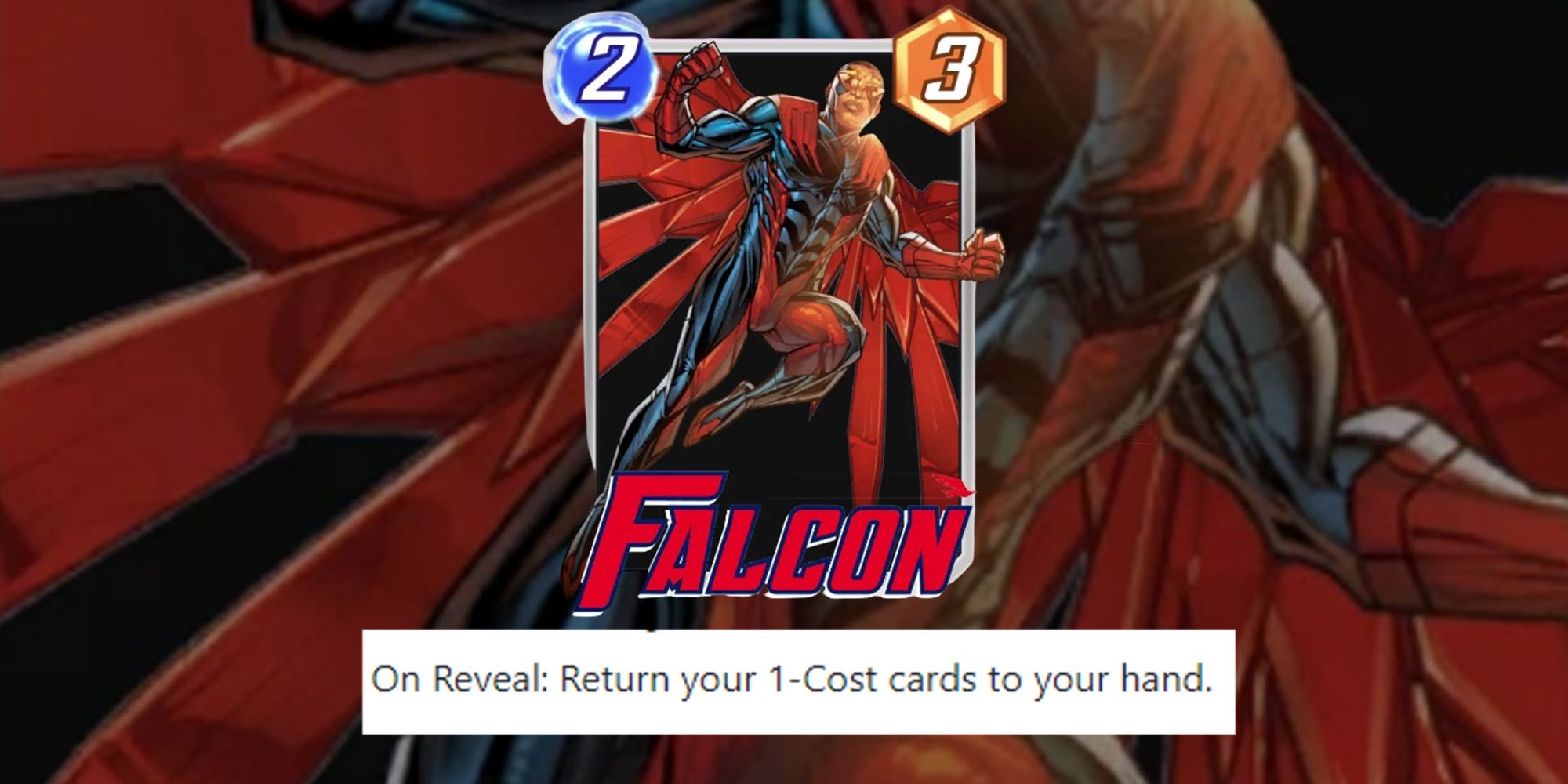 Marvel Snap - Falcon card on a blurred background