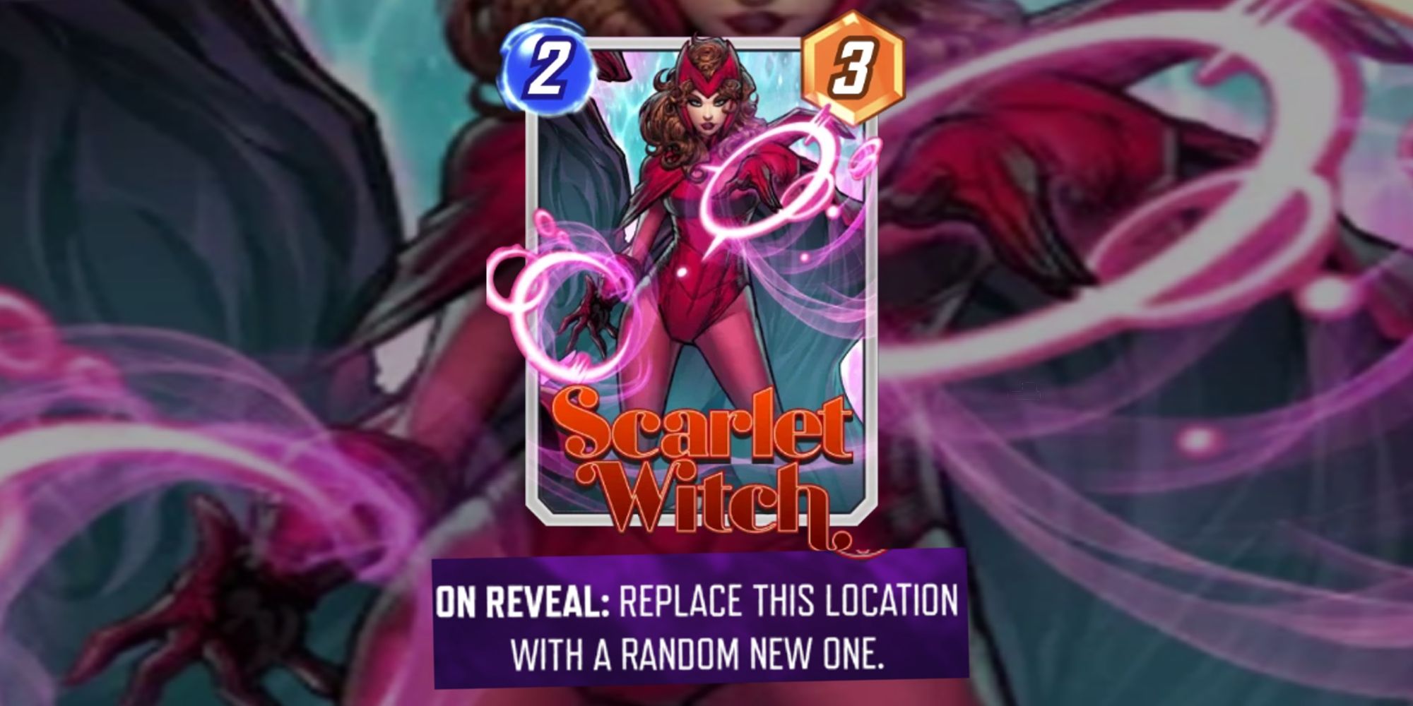 Marvel Snap - Scarlet Witch card on a blurred background