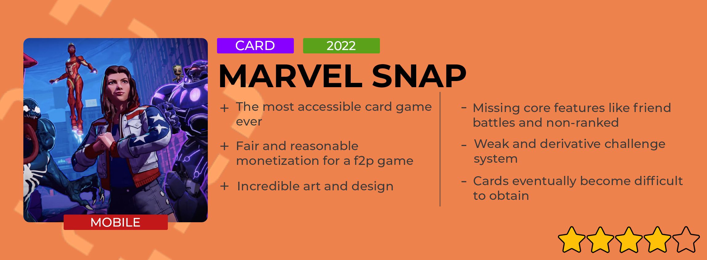 Marvel Snap review card