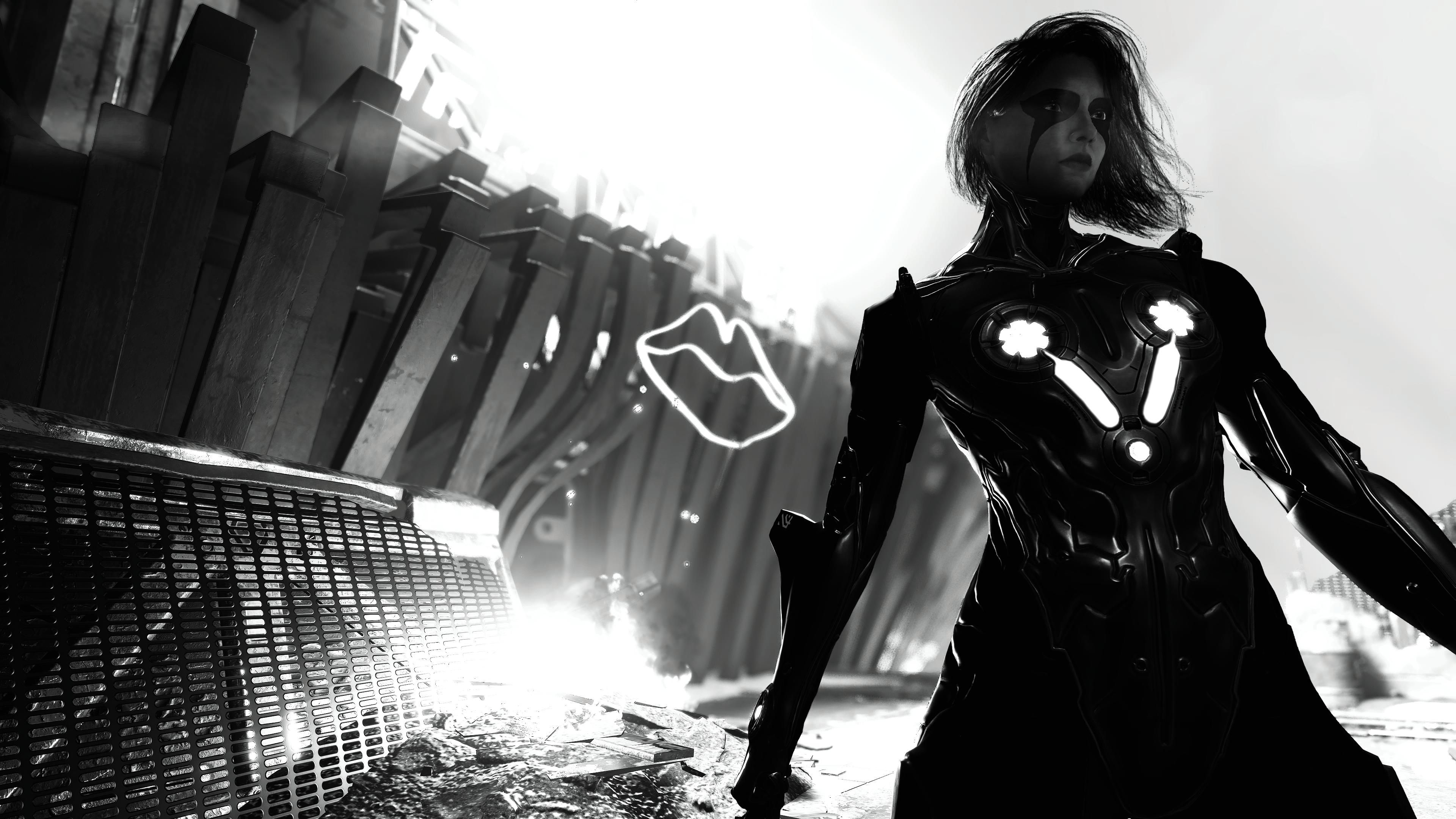 Marvel's Guardians of the Galaxy Gamora in black and white
