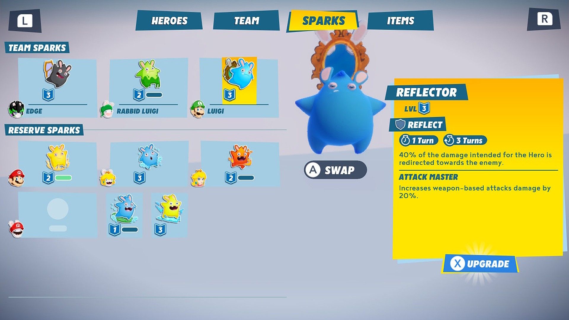 Reflector is one of the best protector Sparks you can collect in Mario + Rabbids Sparks Of Hope