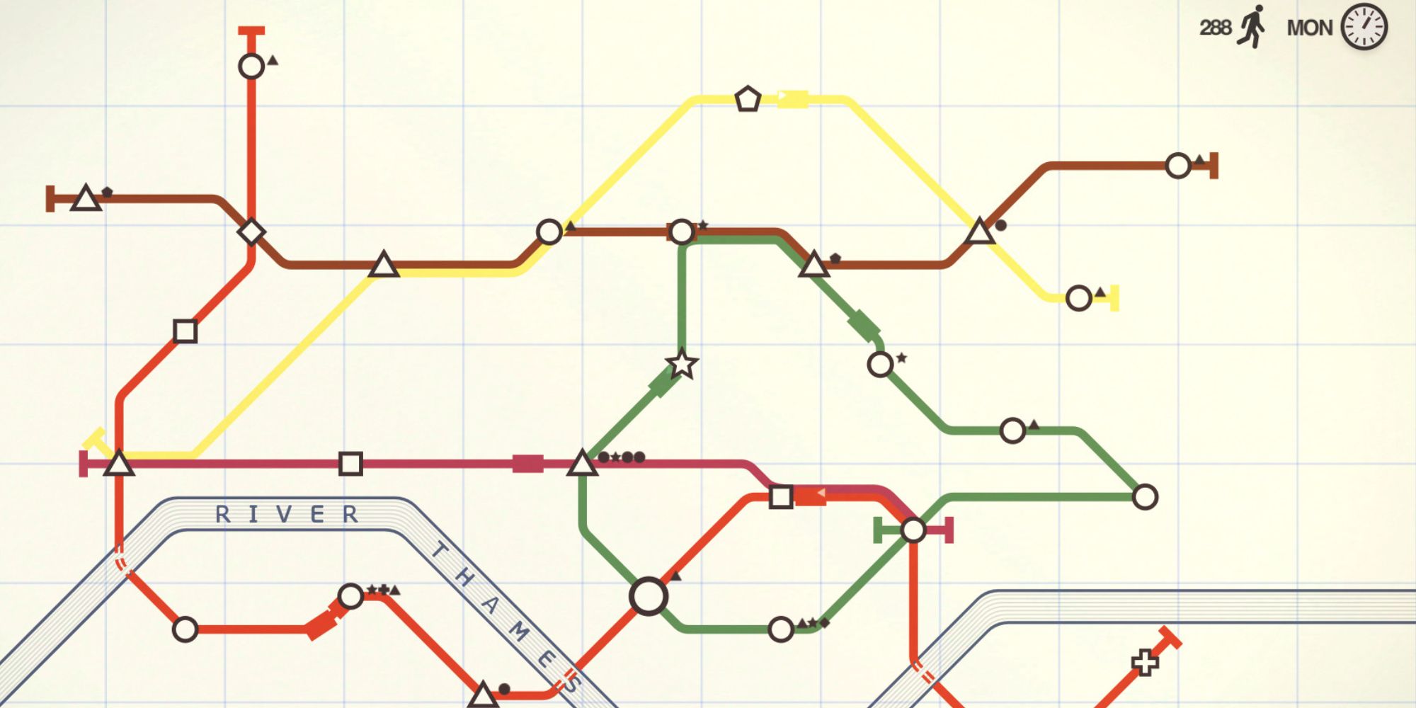 Mini Metro showing a metro layout 