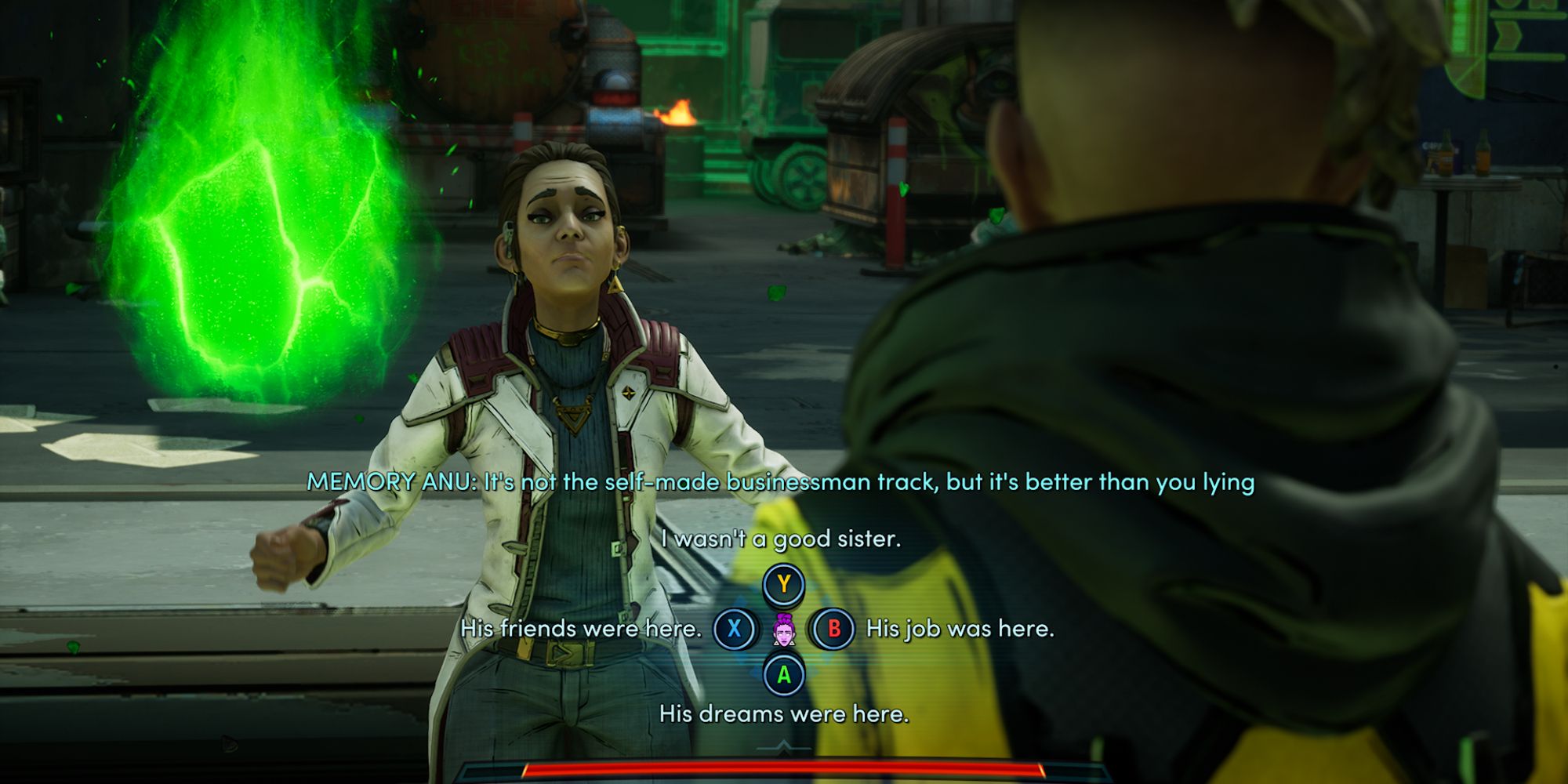 New Tales From The Borderlands Screenshot Of Anu And Octavio Past Conversation