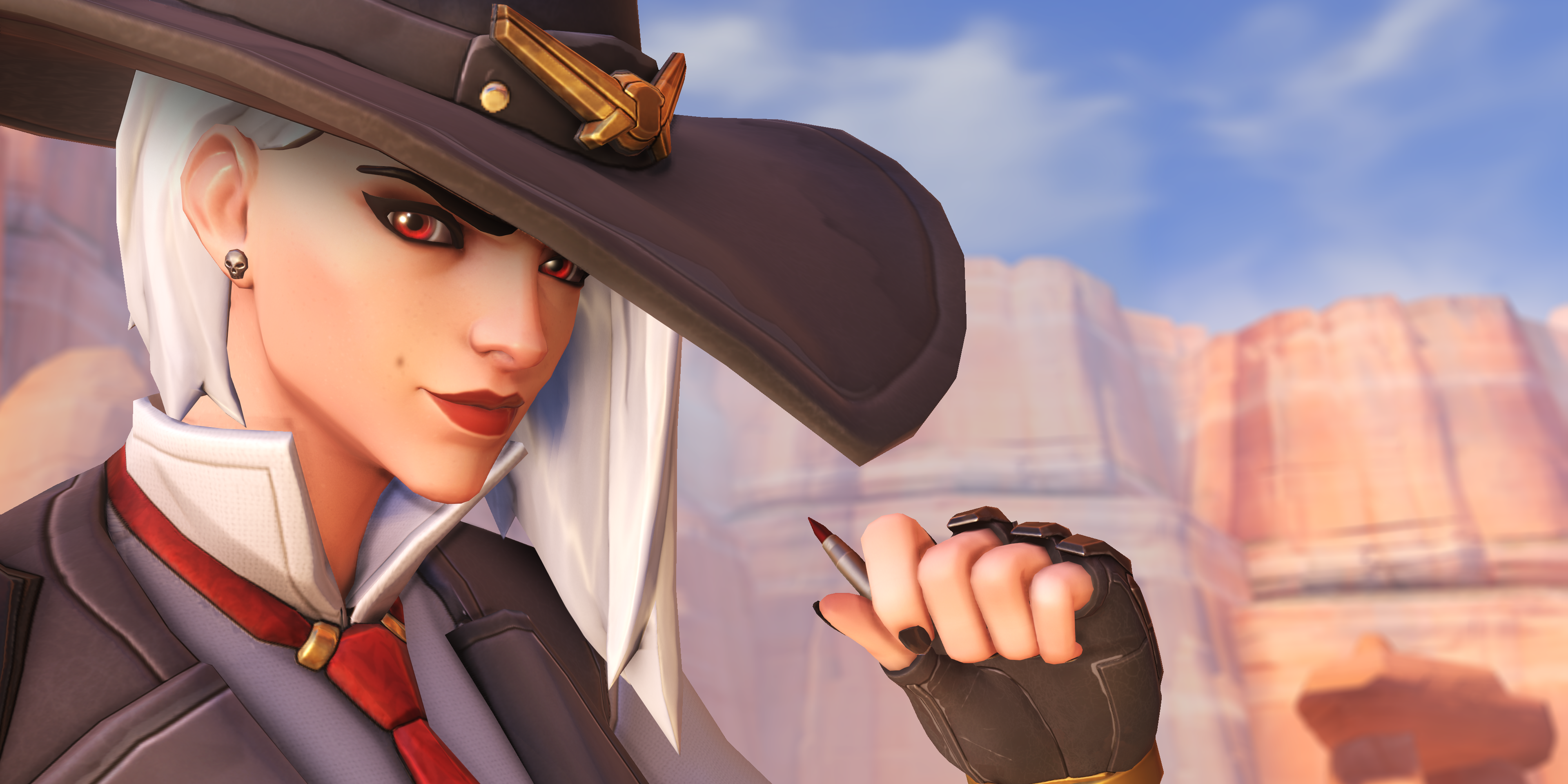 Closeup of Ashe from Overwatch