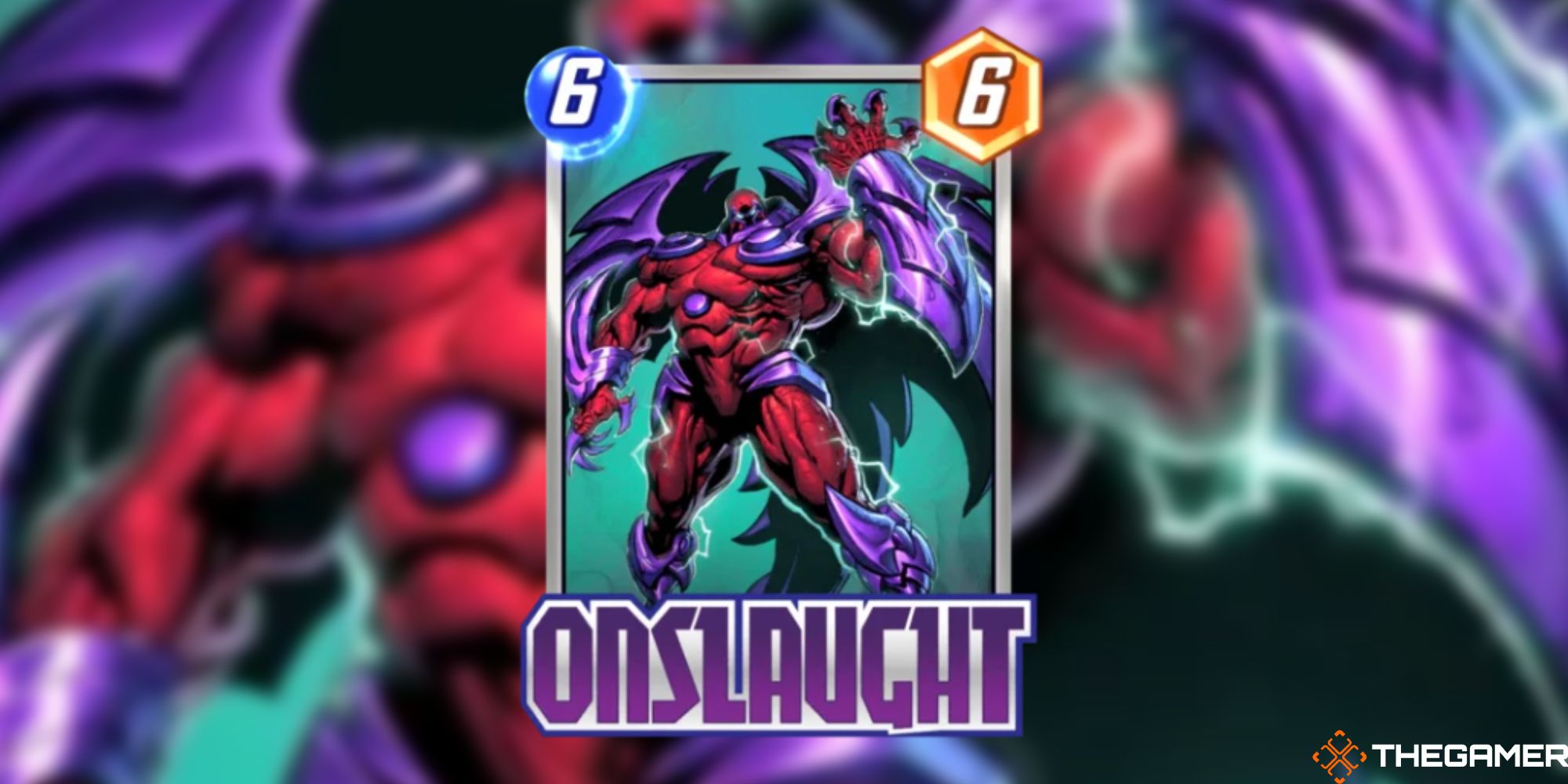 Marvel Snap - Onslaught on a blurred background