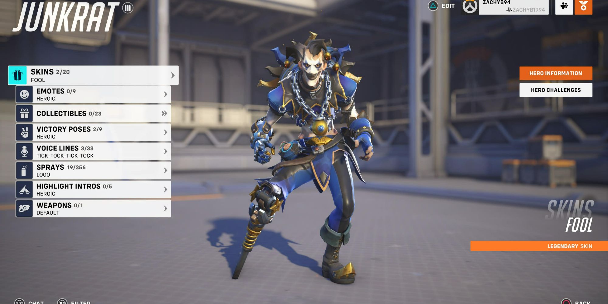 Junkrat Character Screen