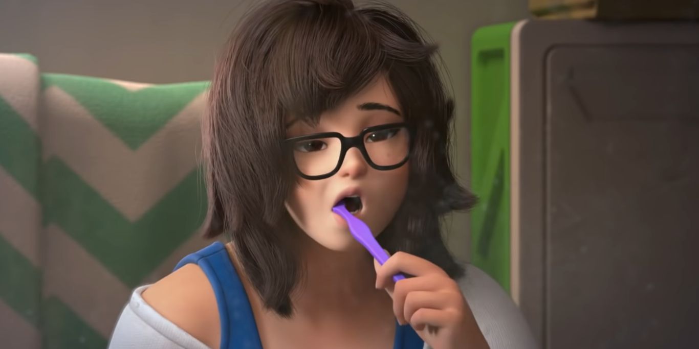 Overwatch 2 Mei Brushing Teeth Animation