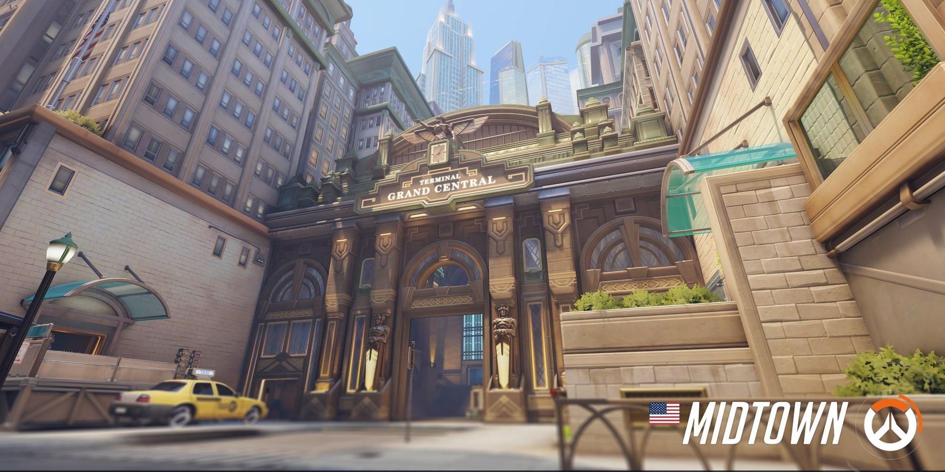 Midtown's loading screen in Overwatch 2.