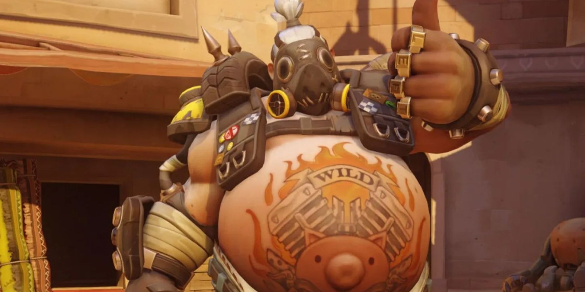 Roadhog in Overwatch 2 giving thumbs up