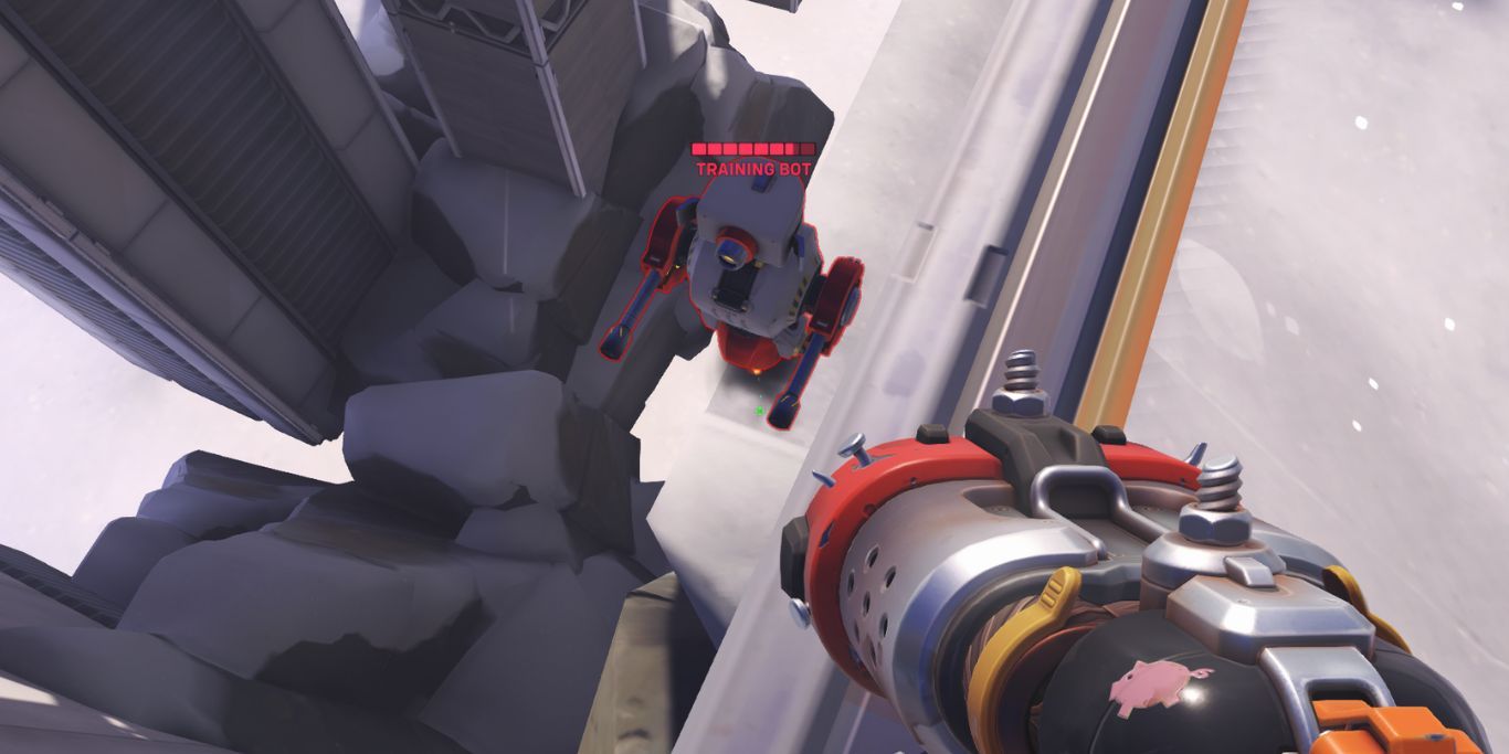 Overwatch 2 Training Bot On Edge With Roadhog's Hook