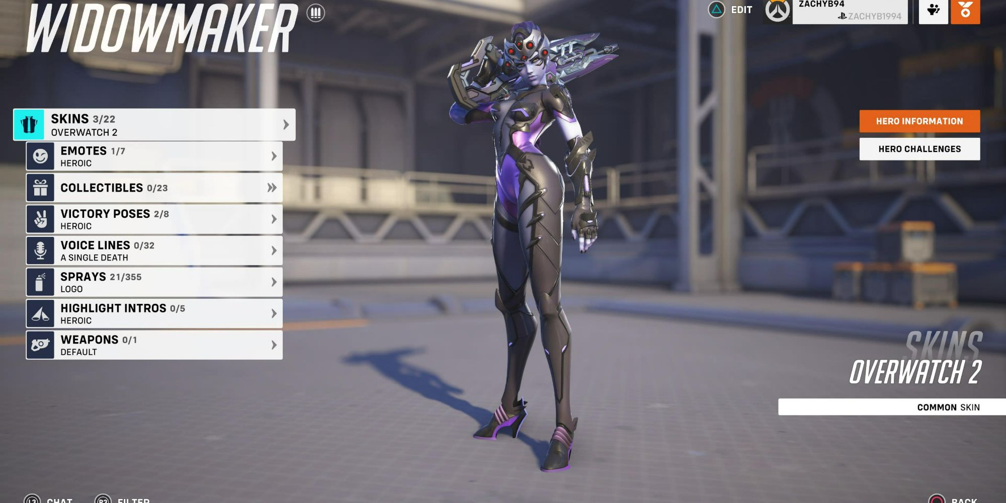 Overwatch 2 Widowmaker Character Screen