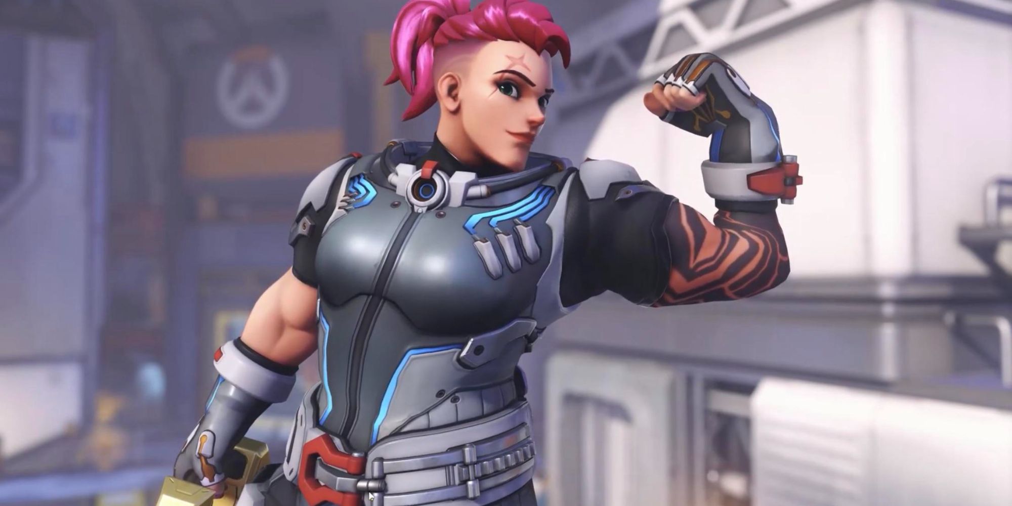 Zarya in Overwatch 2 flexing 