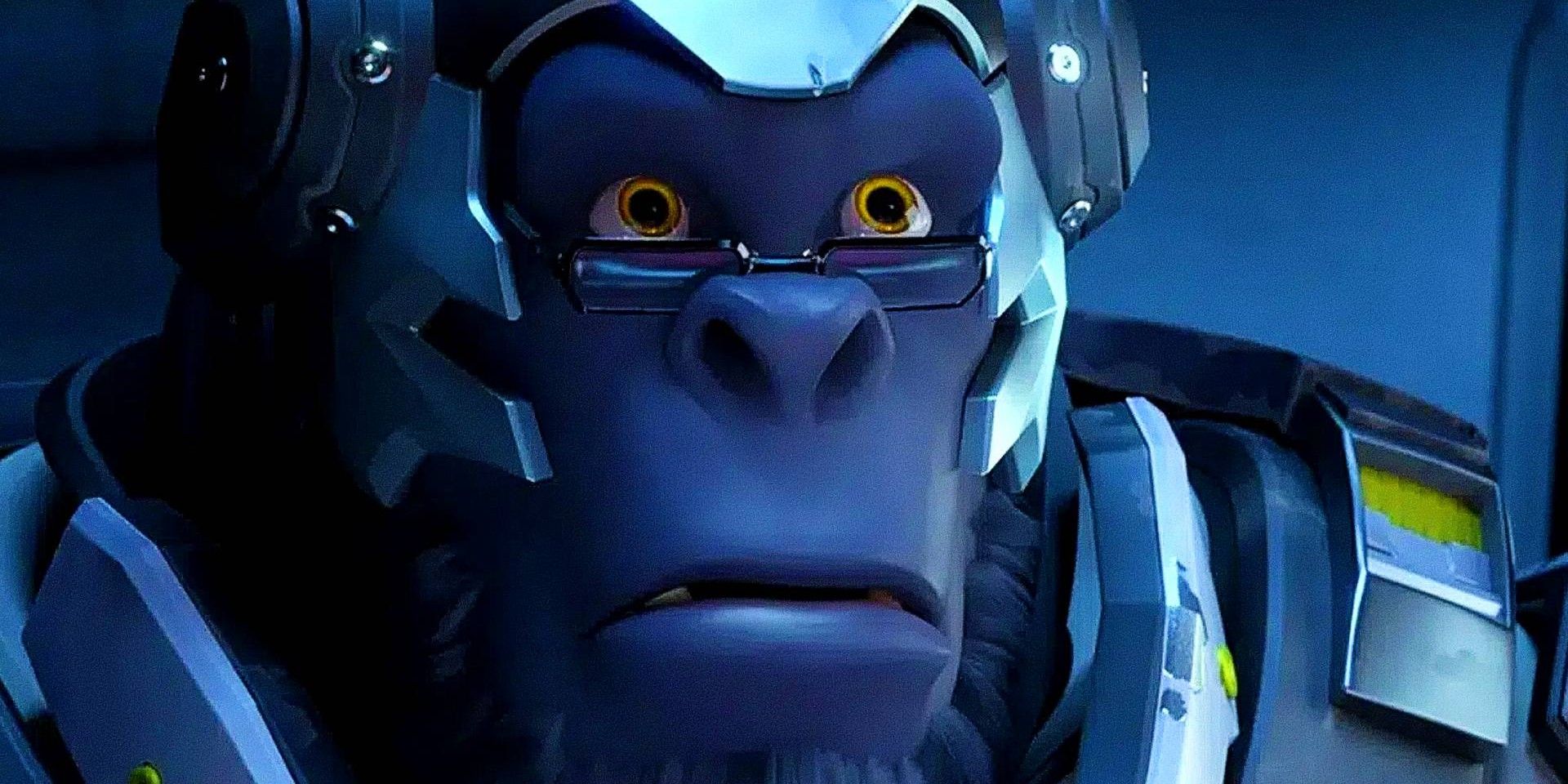 Overwatch screenshot of Winston with a shocked facial expression