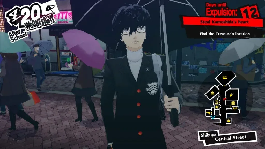 Joker walking with an umbrella in Persona-5-Royal