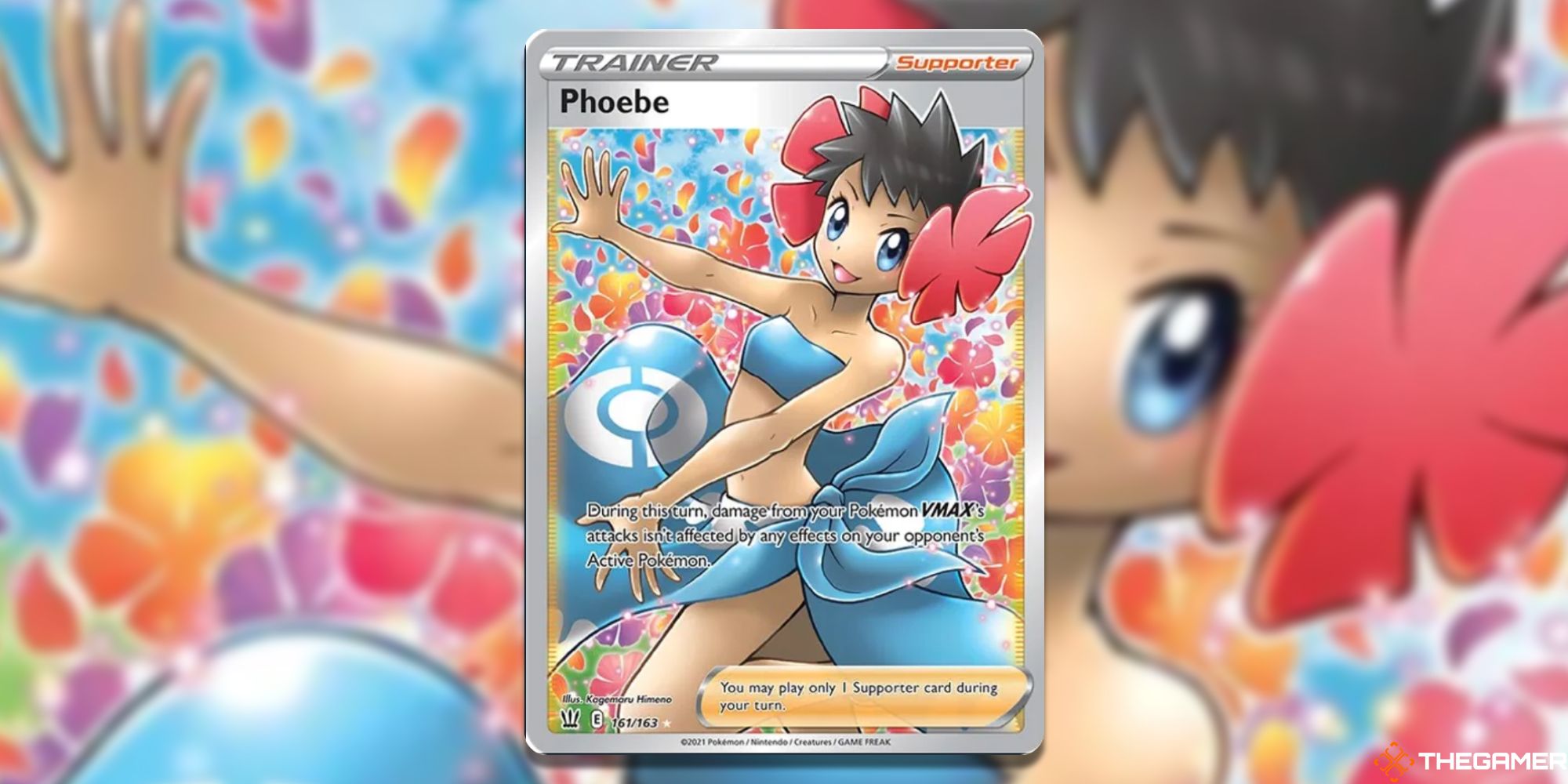 Pokemon TCG: Phoebe (Full Art) from Battle Styles, with blurry background