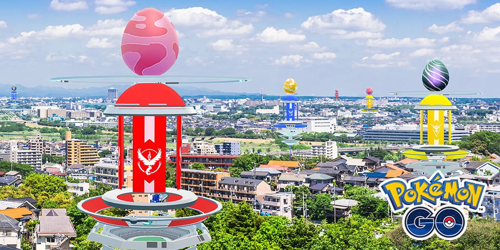 Several Pokemon Go Raids throughout a city