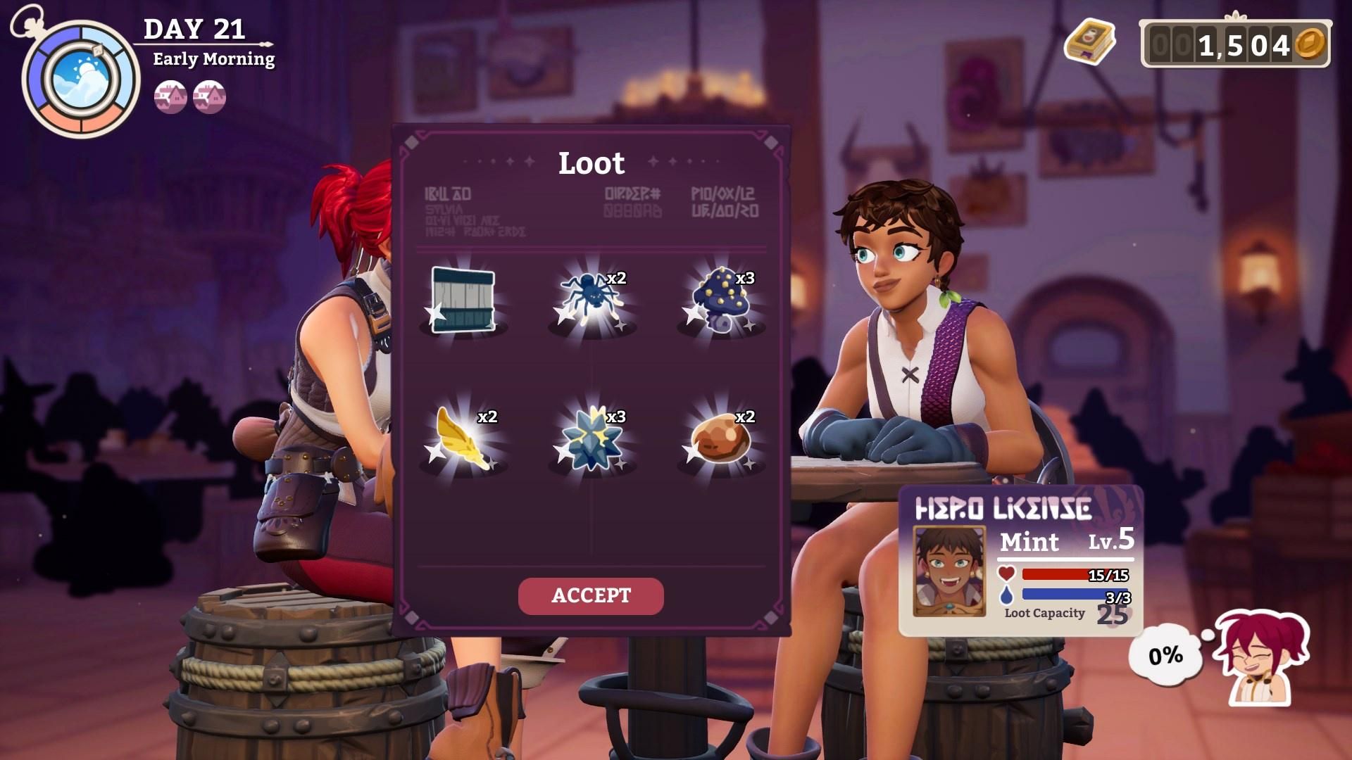 Mint's loot screen in Potionomics.