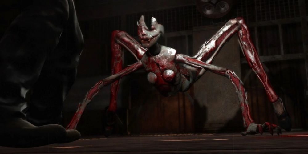 The Scarlet Boss in Silent Hill: Homecoming in the spider phase of the fight.