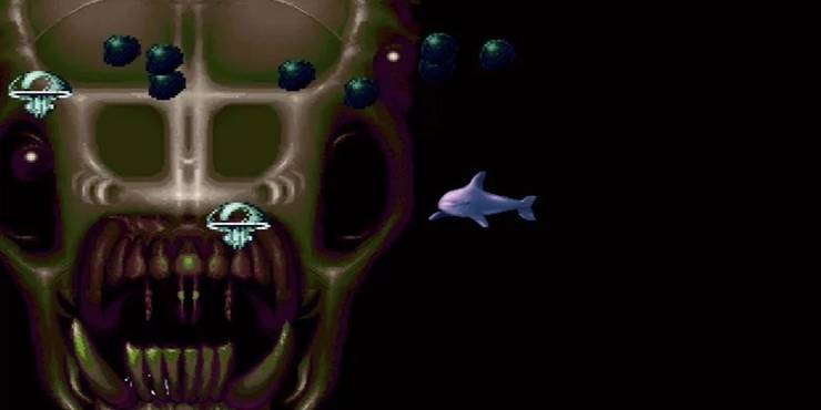 Ecco battling The Vortex Queen and some jellyfish