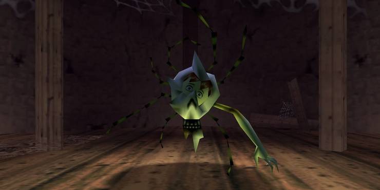 A mutated Skultulla in an old empty home with cobwebs