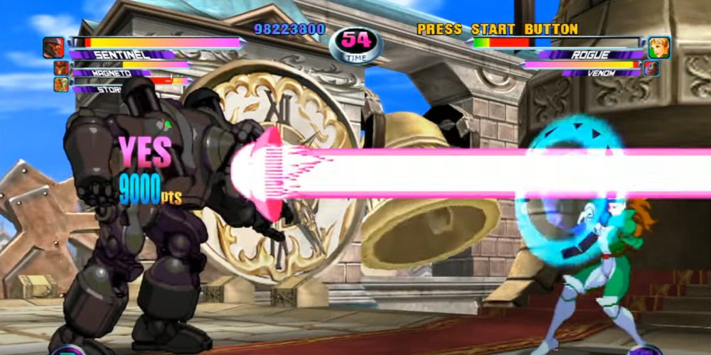 Sentinel Shooting a Beam in Marvel Vs. Capcom 2