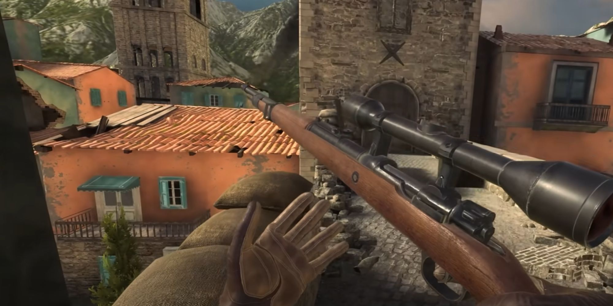 Sniper Elite VR Player Holding A Rifle