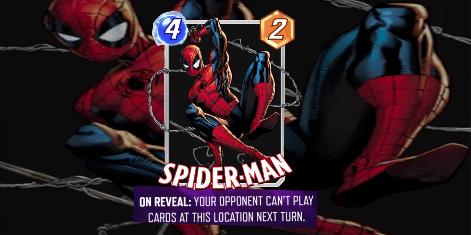 Marvel Snap Spider-Man card on a faded background