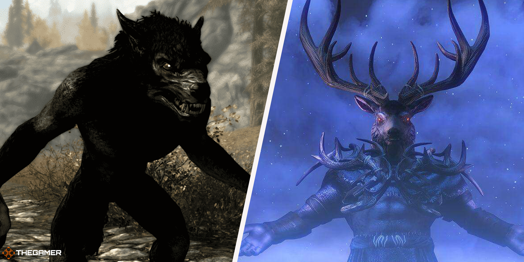 The Elder Scrolls - skyrim werewolf (left), online hircine (right) 2