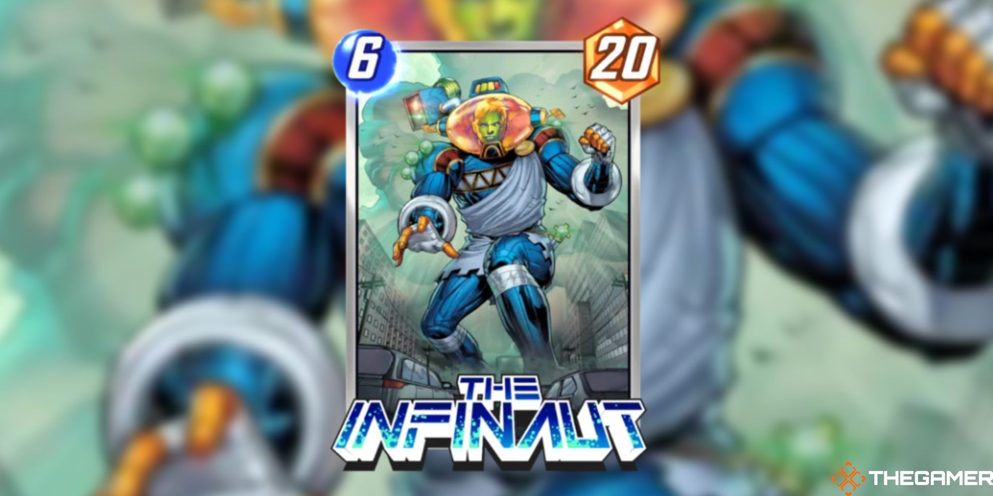 Marvel Snap - The Infinaut on a blurred background