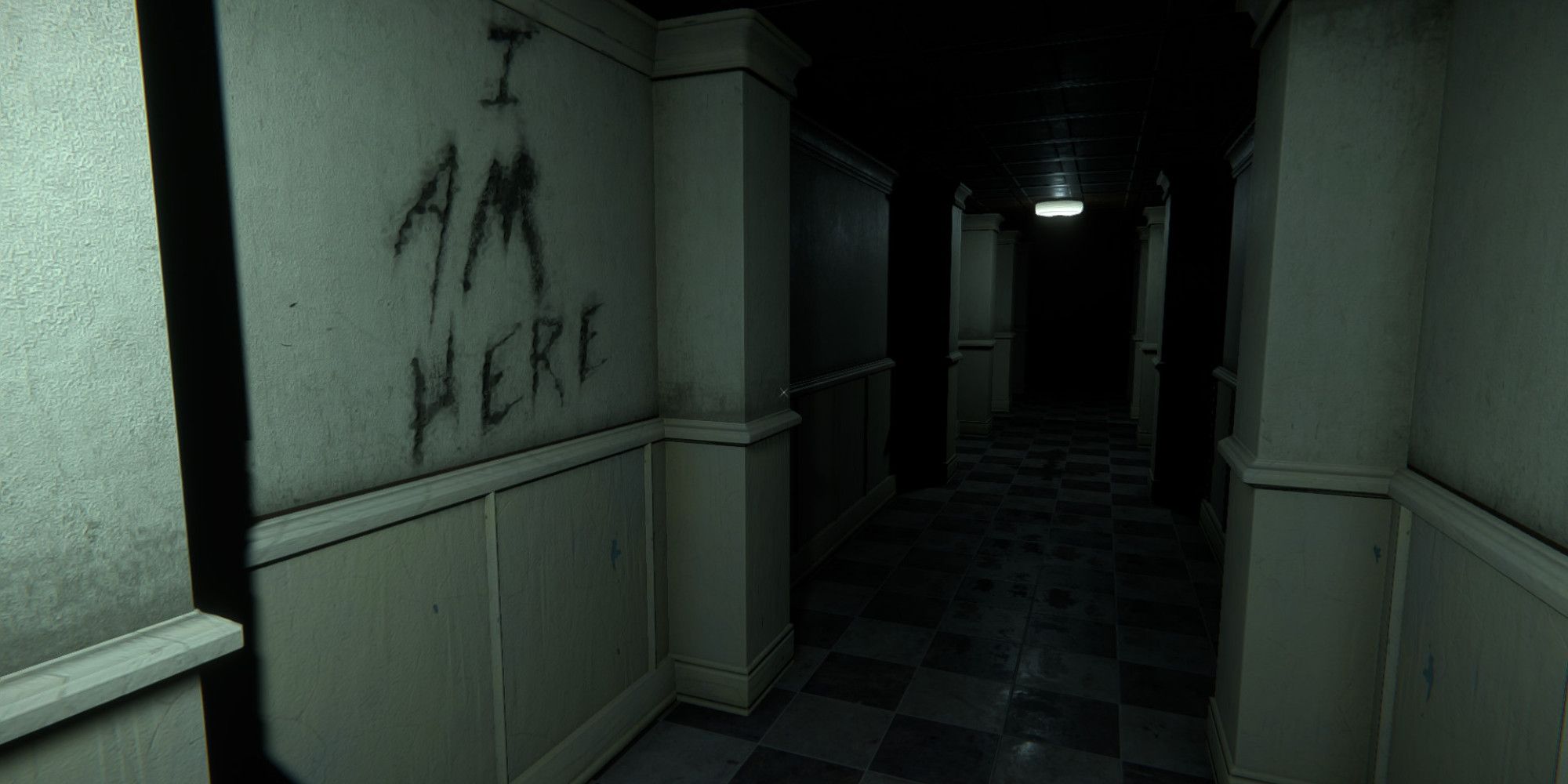 The Mortuary Assistant - Hallway with message scrawled in blood