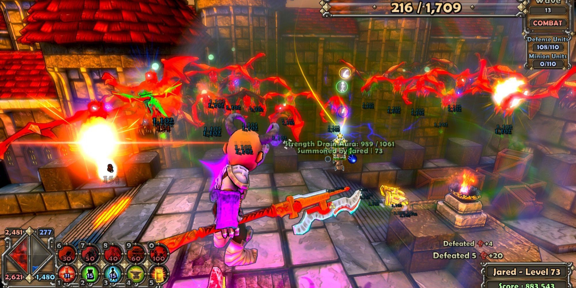 A swarm of bats attacking in Dungeon Defenders