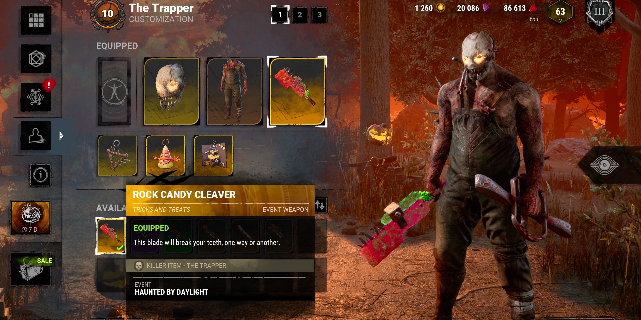 With the big Rock Candy Cleaver, The Trapper goes berserk! And if he hits you in the back, you know it's gonna hurt.