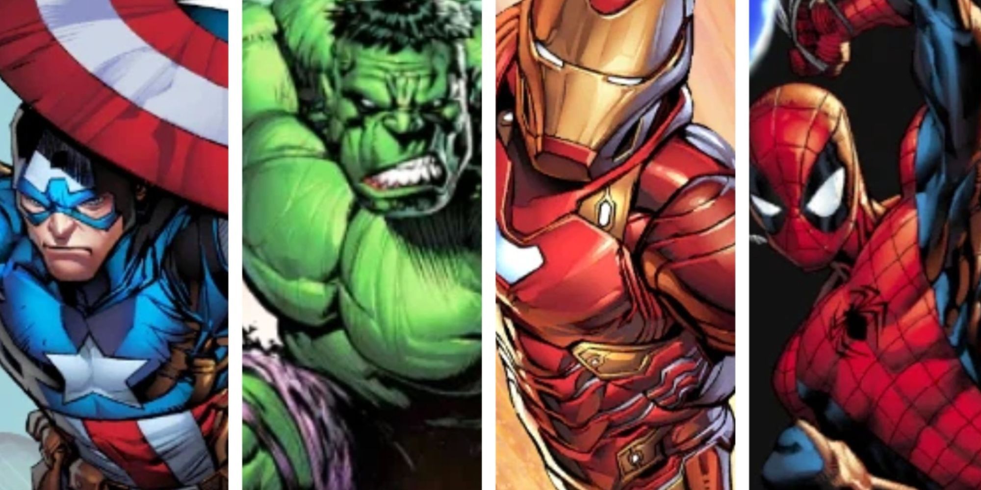 Marvel Snap - Captain America Hulk Iron Man Spider-Man in a four grid collage