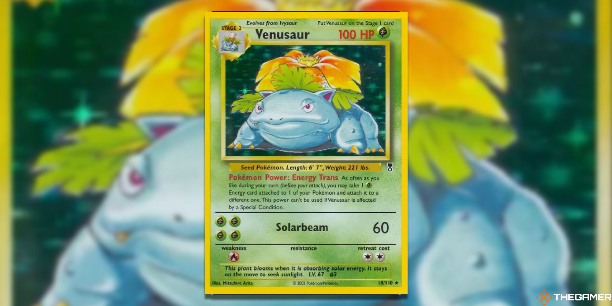 Pokemon TCG: Venusaur from Legendary Collection with blurry background