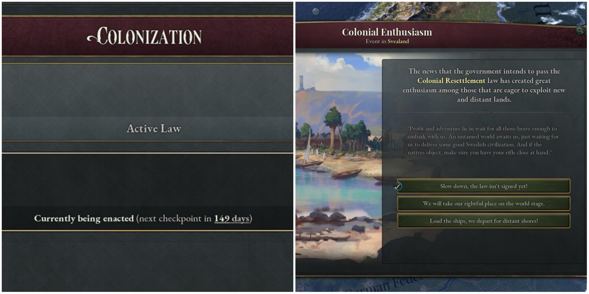 Victoria 3 Colonization Law Enactment