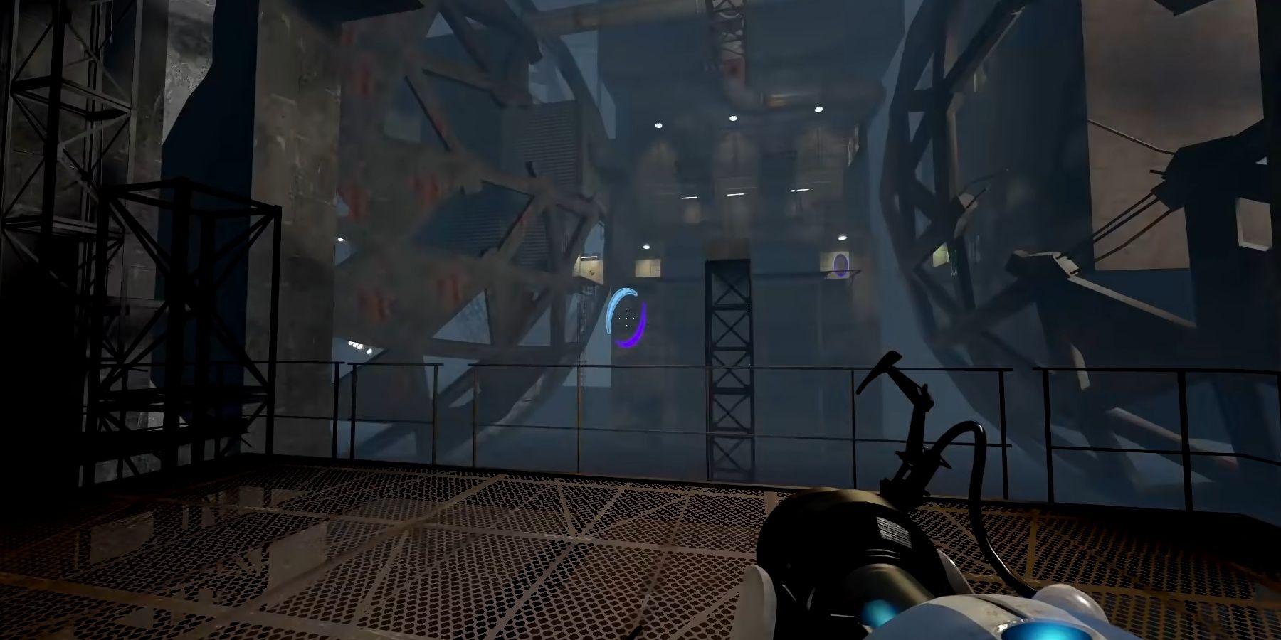 Waiting for your partner to arrive at the end door in Portal 2.