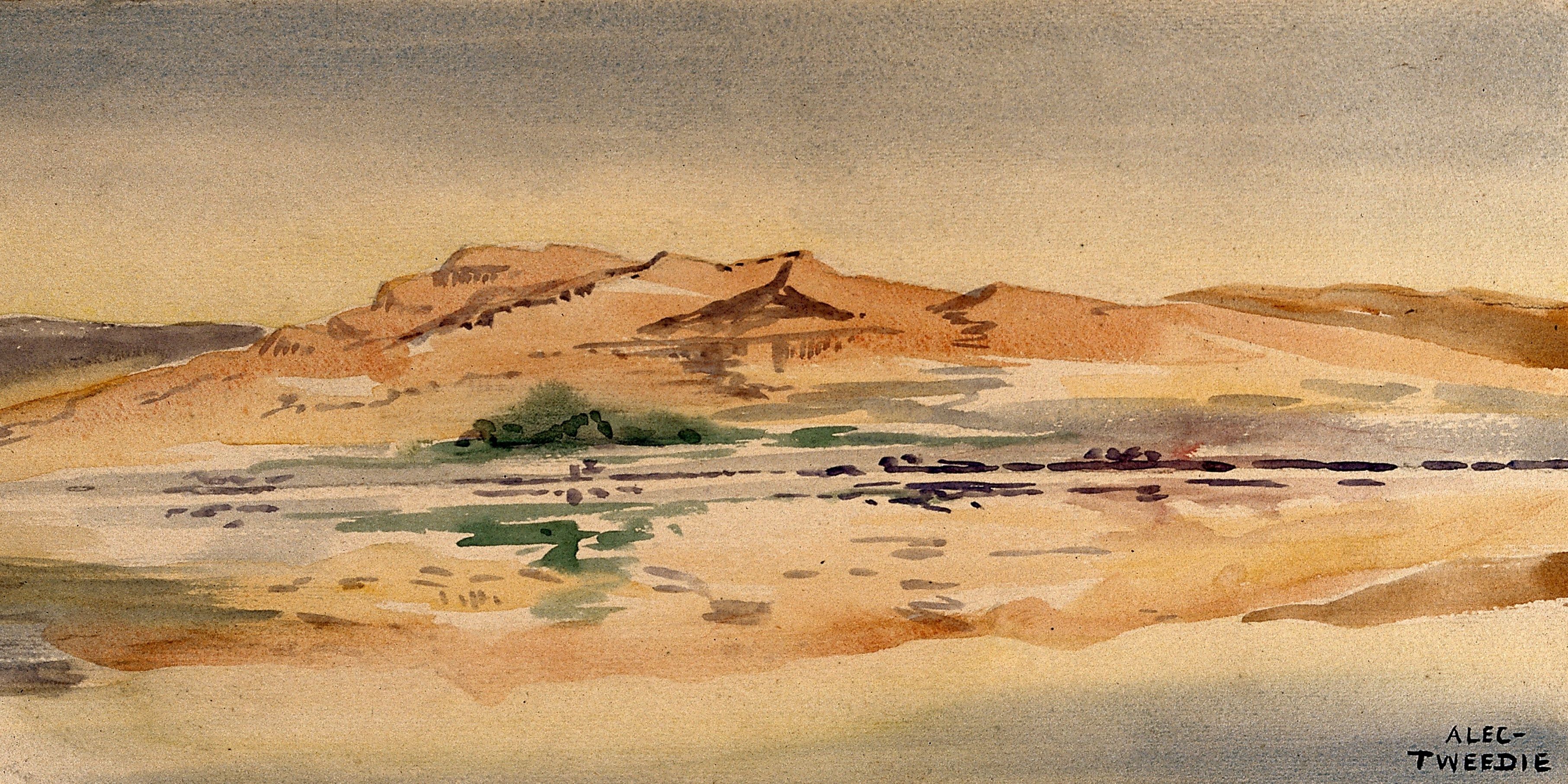 A watercolour painting of a landscape