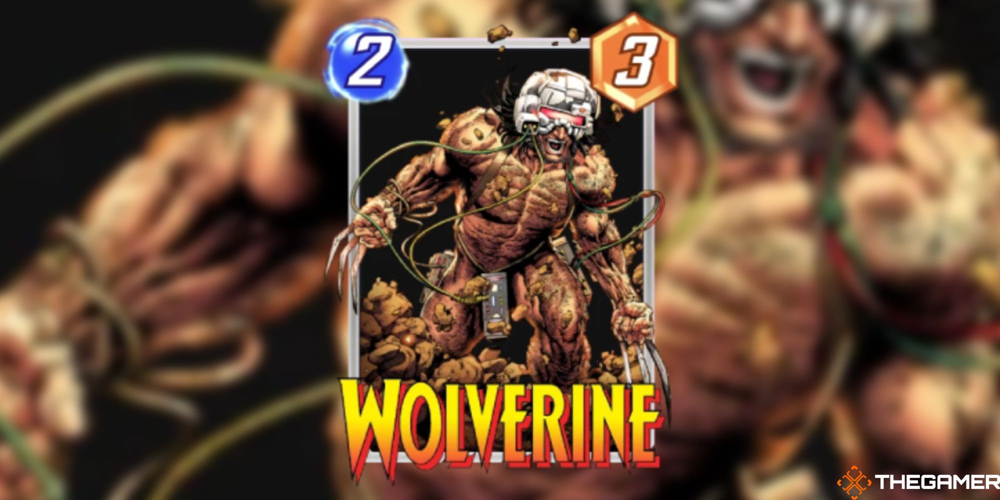Marvel Snap - Wolverine Variant card on a blurred background