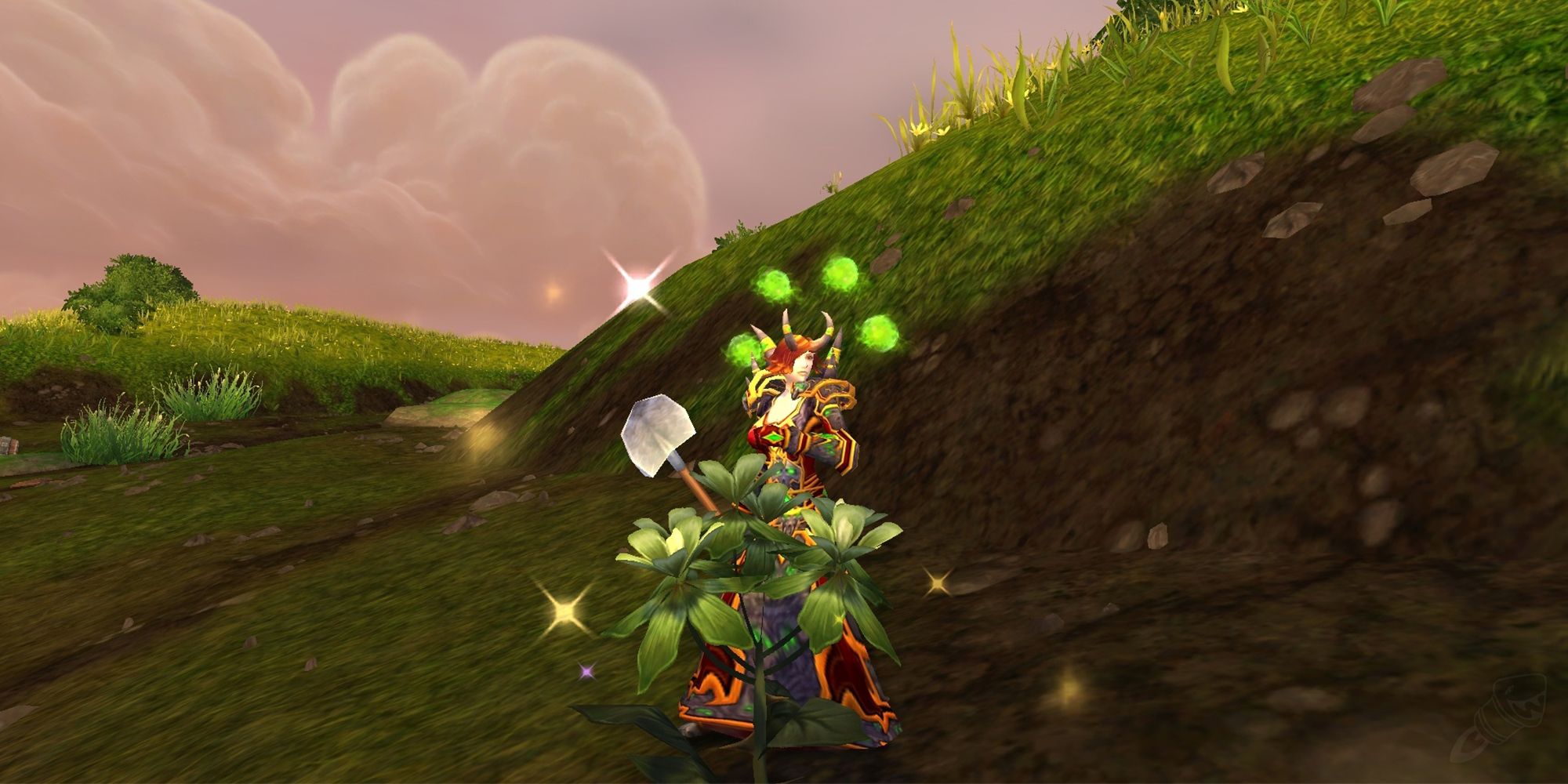 A Blood Elf picking an herb