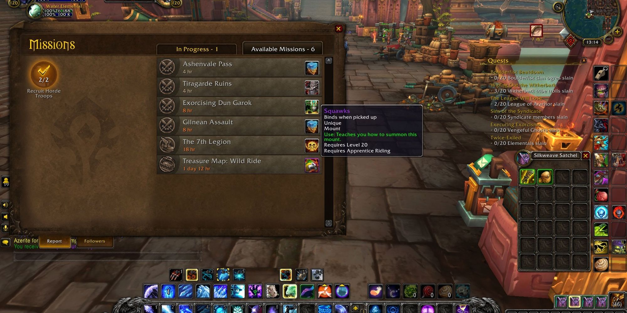 Mission Table Screen in Battle for Azeroth Expansion
